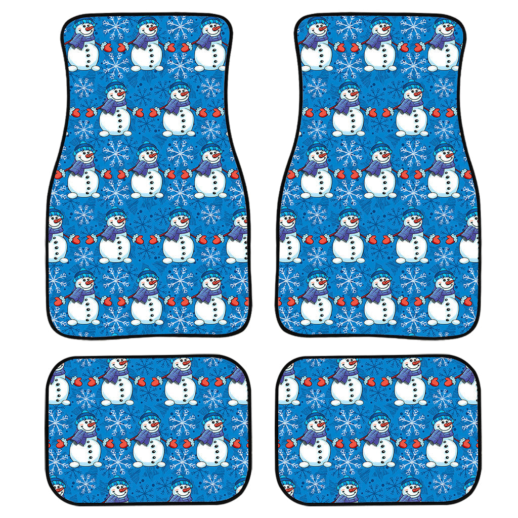 Winter Snowman Pattern Print Front And Back Car Floor Mats, Front Car Mat