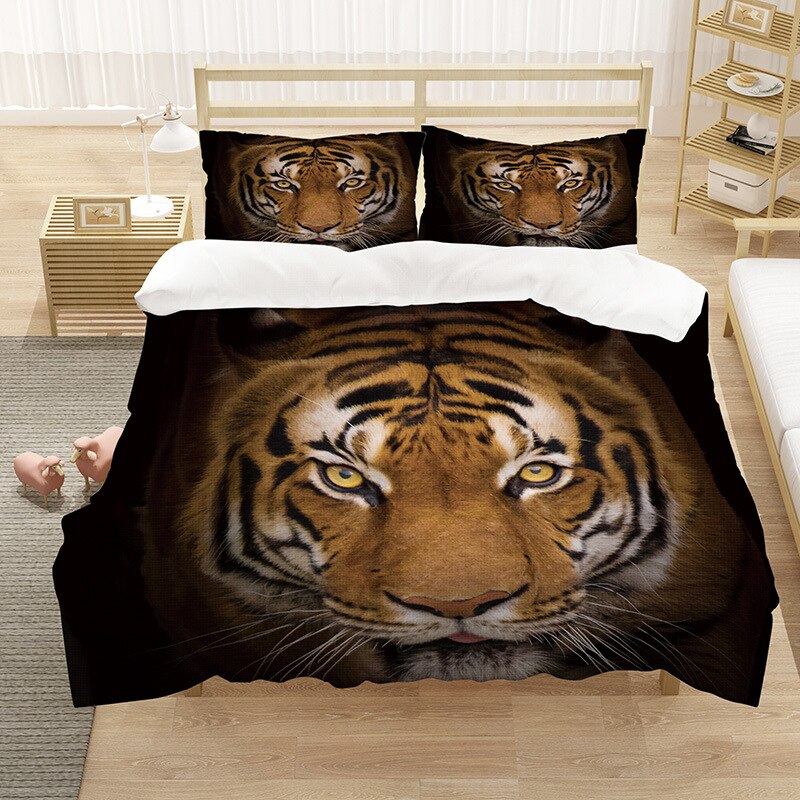 White Tiger Duvet Cover Sets 3D Aniaml Design Camel Bed Linen Pillow Cases King Queen Single Twin Size Luxury Bedding Set