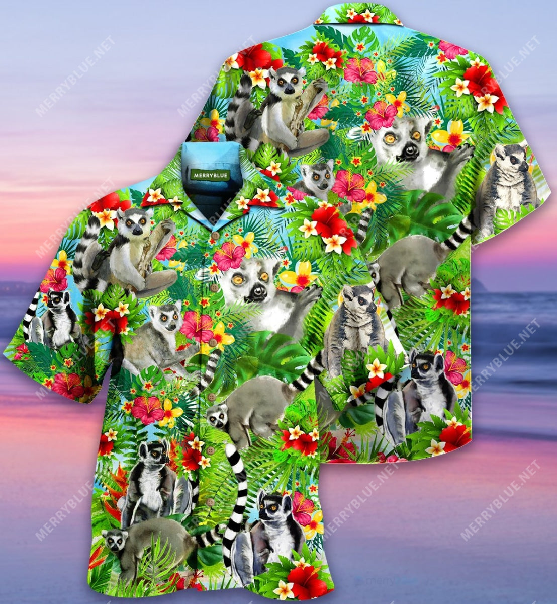 Lemur Tropical Flower Unisex Hawaii Shirt Ha110342