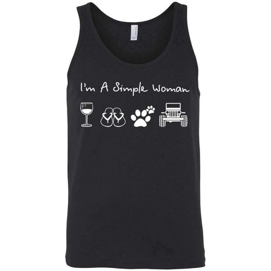 I’M A Simple Woman Love Wine Flip Flop Dog And Jeeps Unisex Tank Lt11