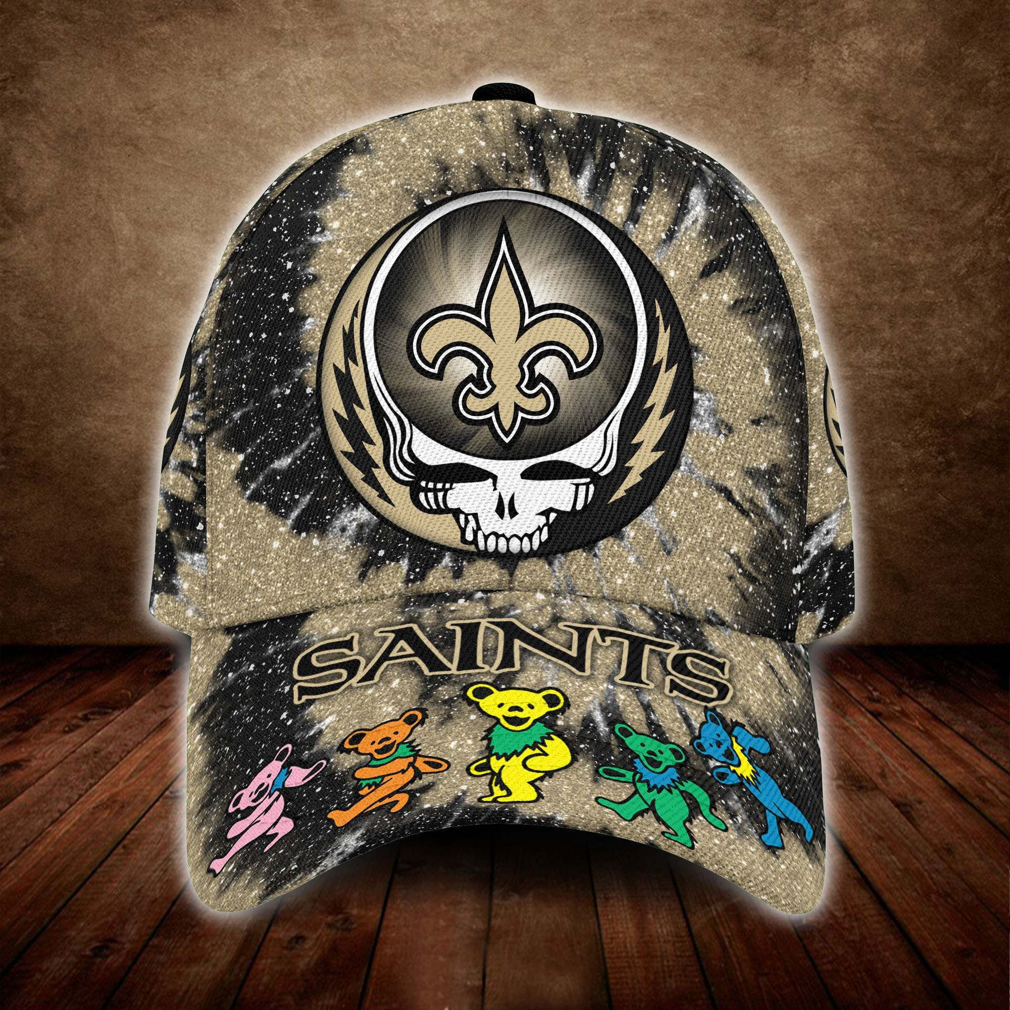 New Orleans Saints And Grateful Dead Band All Over Print 3D Baseball Cap