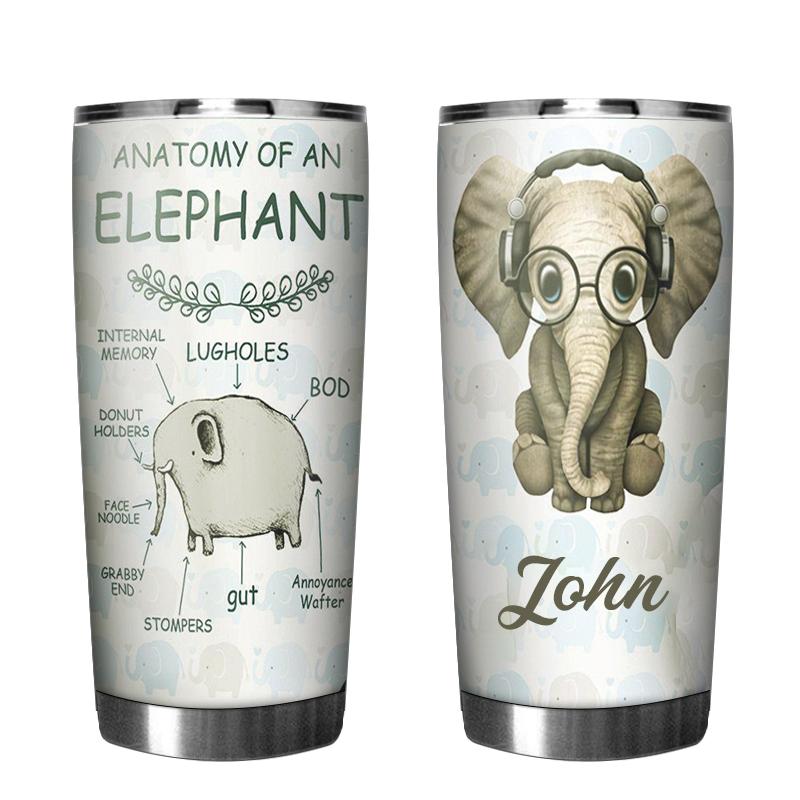 Personalized Personalized Tumbler Anatomy Of Elephant Stainless Steel Skinny Tumbler Bulk, Double Wall Vacuum Slim Water Tumbler Cup With Lid