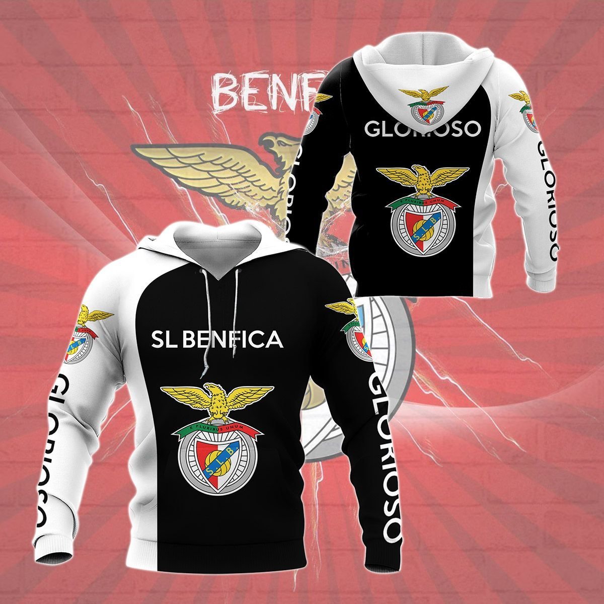 3D All Over Printed Benfica Shirts Ver1 (Black) Unisex Style Fusionteehub