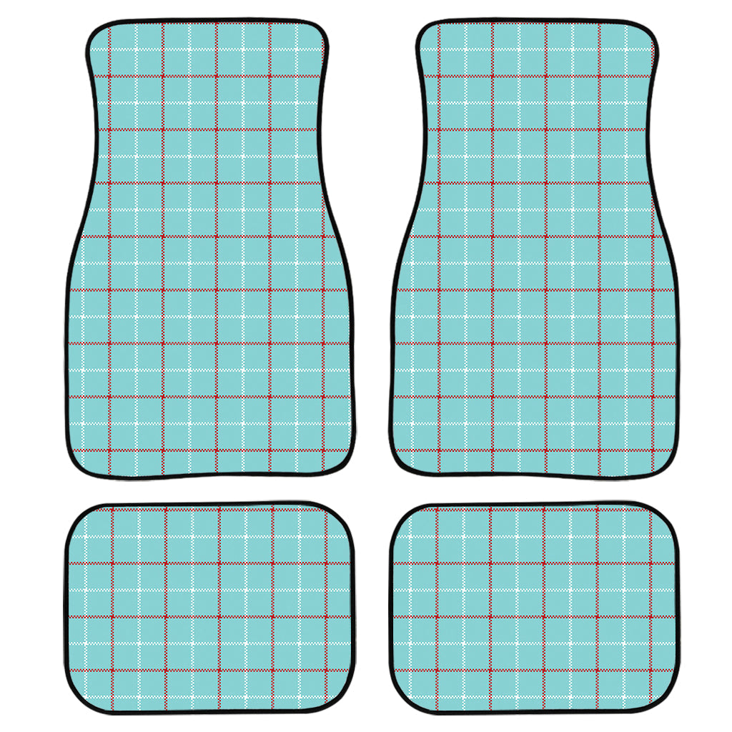 Blue White And Red Tattersall Print Front And Back Car Floor Mats, Front Car Mat