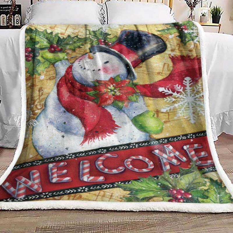 Candy Cane Snowman NP1611023F Sherpa Fleece Blanket