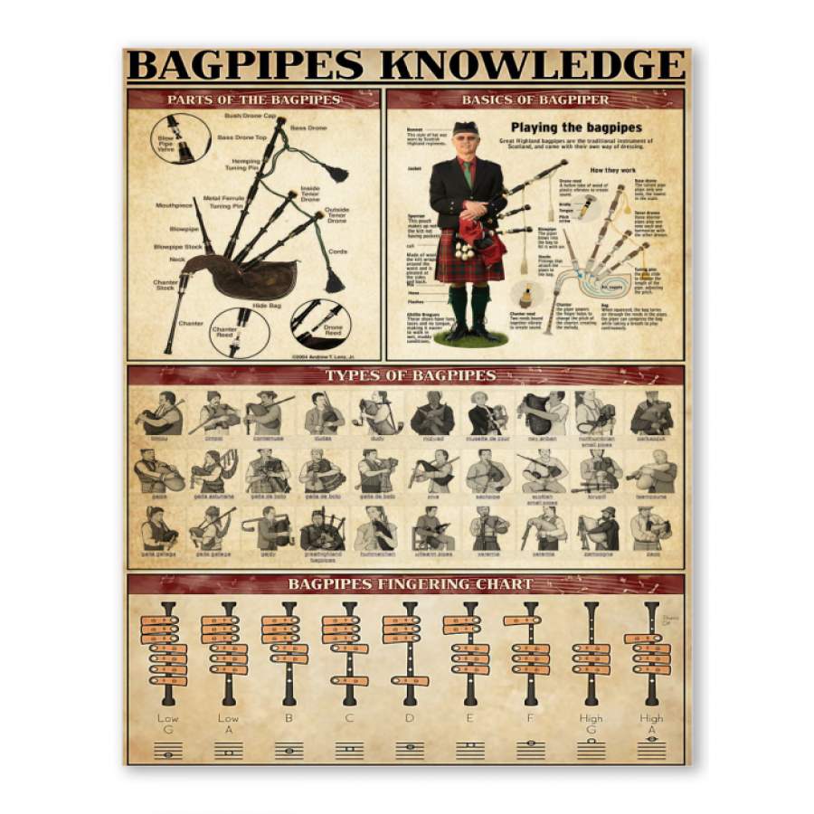 Bagpipes Knowledge Special Unique Custom Design Canvas Gift For Music Instrument Lovers