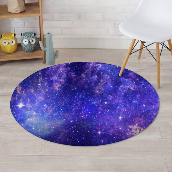 Galaxy Blue Space Round Rug