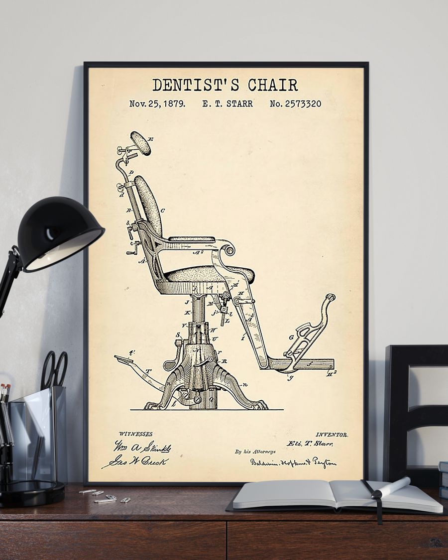 Professions Poster – Dentist’s Chair Patent Vertical Canvas And Poster | Wall Decor Visual Art