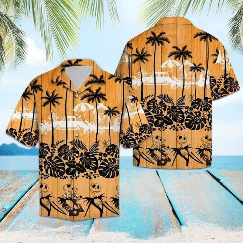 Jack Skellington Hawaii Graphic Print Short Sleeve Hawaii Casual Shirt Ha3028