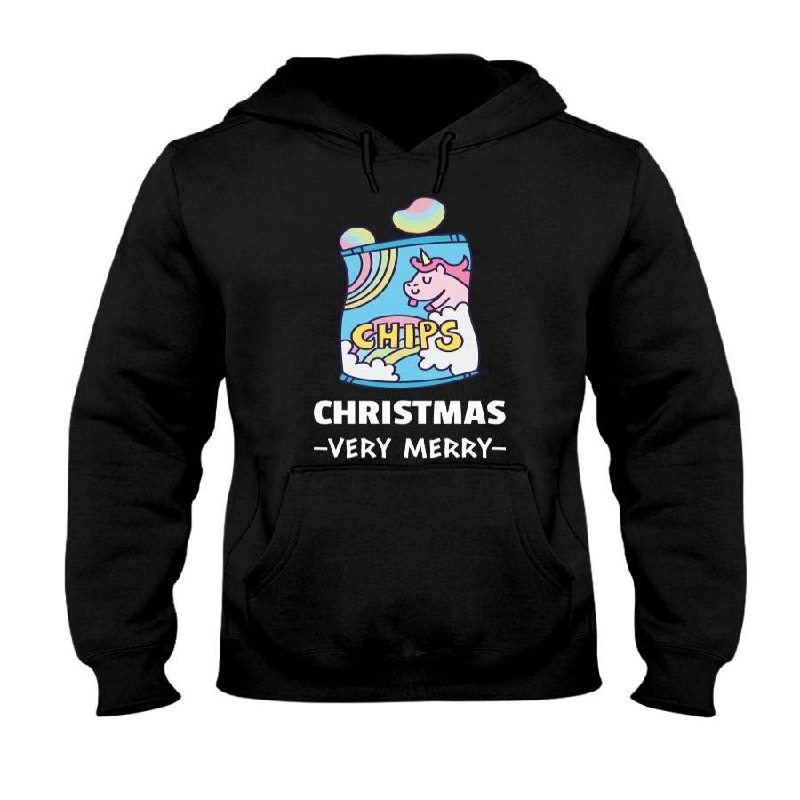 Unicorn Chips Christmas Very Merry Hoodie