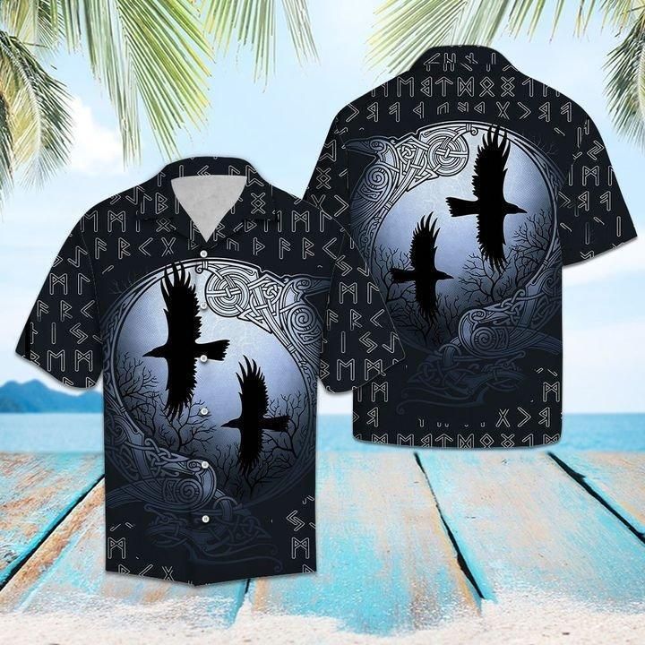 Viking Ravens Aloha Hawaiian Shirt Colorful Short Sleeve Summer Beach Casual Shirt For Men And Women