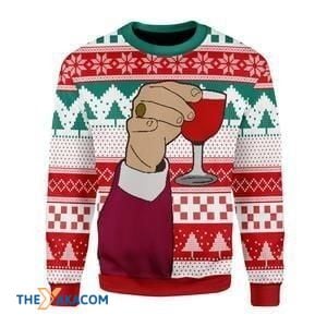 A Hand Hold Red Wine Gift For Christmas Ugly Christmas Sweater