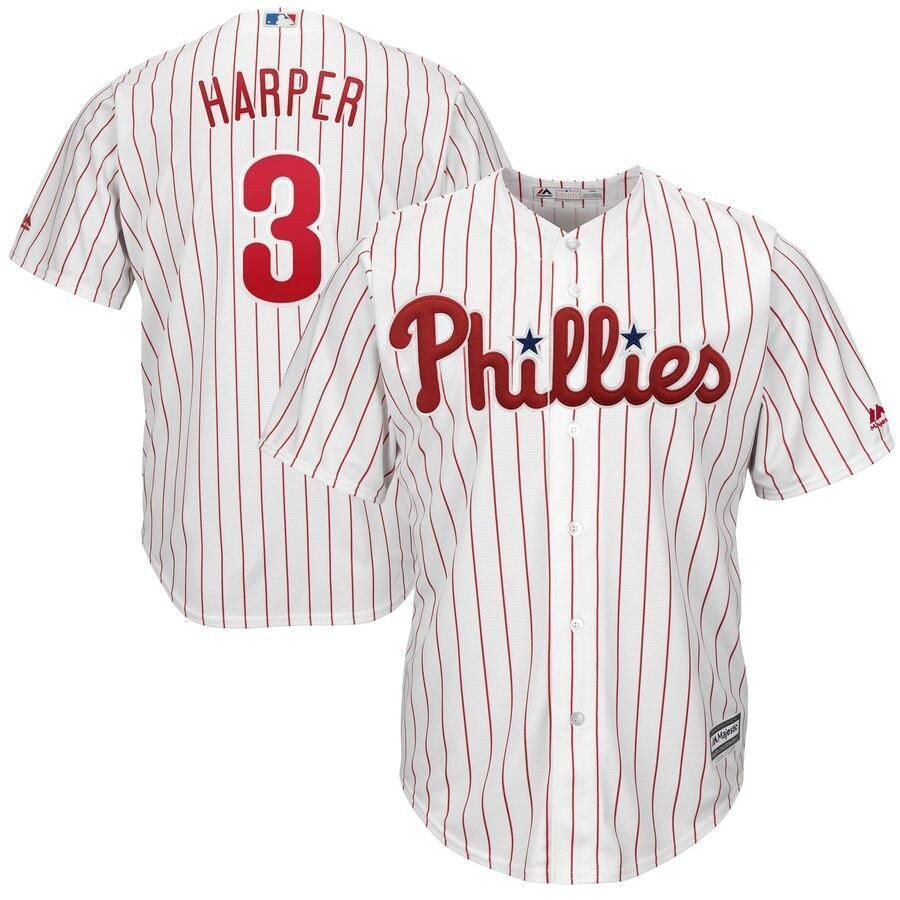 Bryce Harper Philadelphia Phillies Home Official Cool Base Player Jersey – White Scarlet