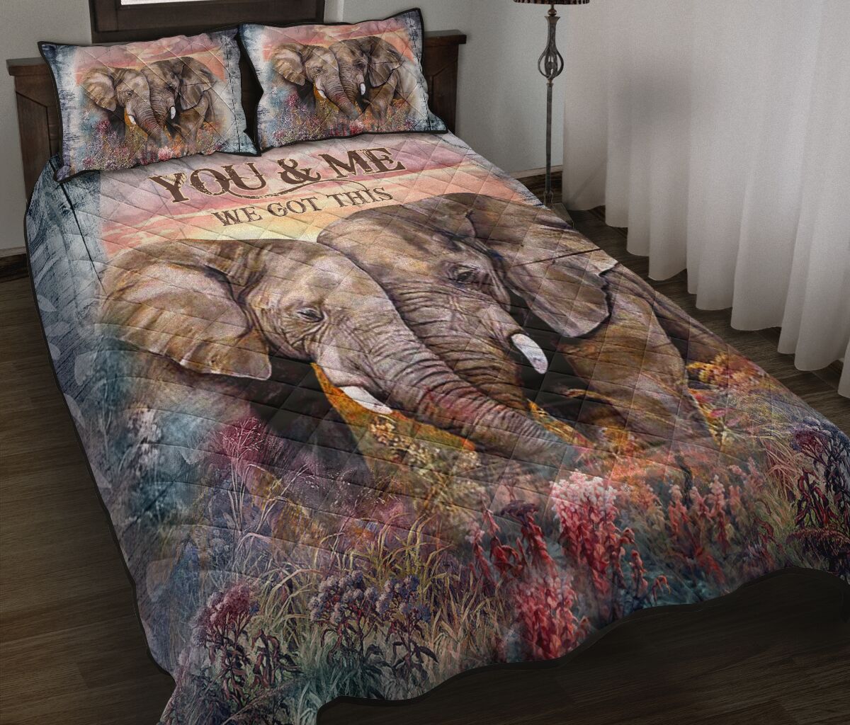 You & Me We Got This Elephant Quilt Set 0622