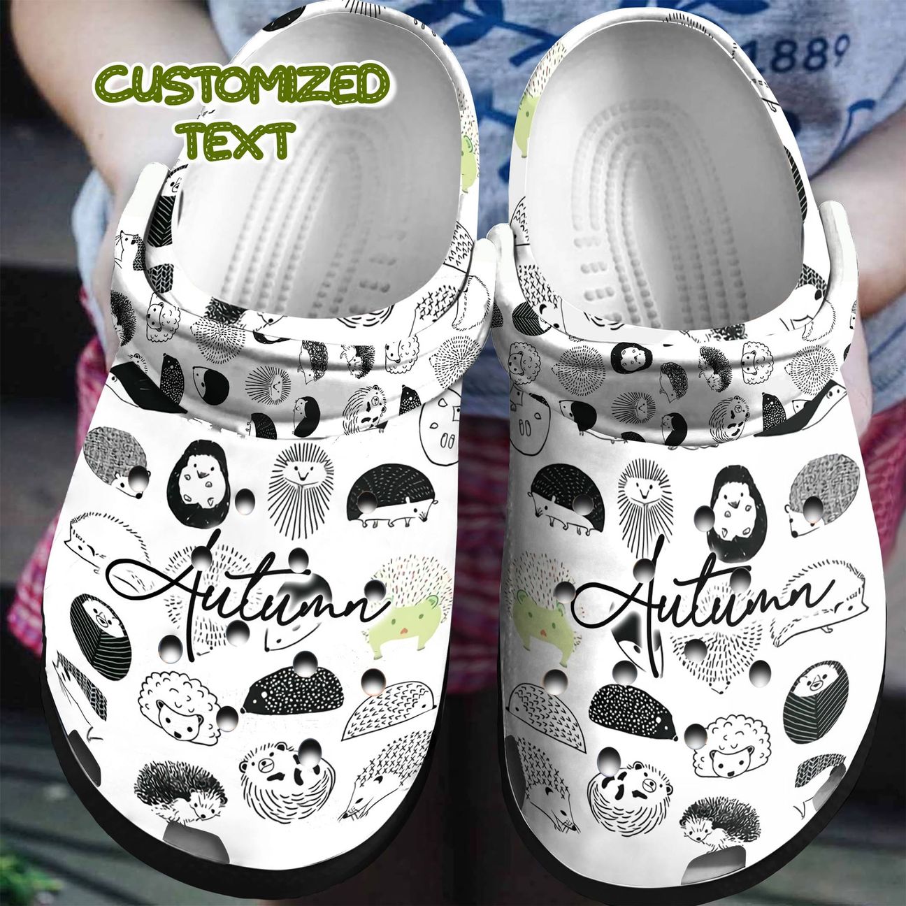 Hedgehog Personalized Clog, Custom Name, Text, Color, Number Fashion Style For Women, Men, Kid, Print 3D Just Cute