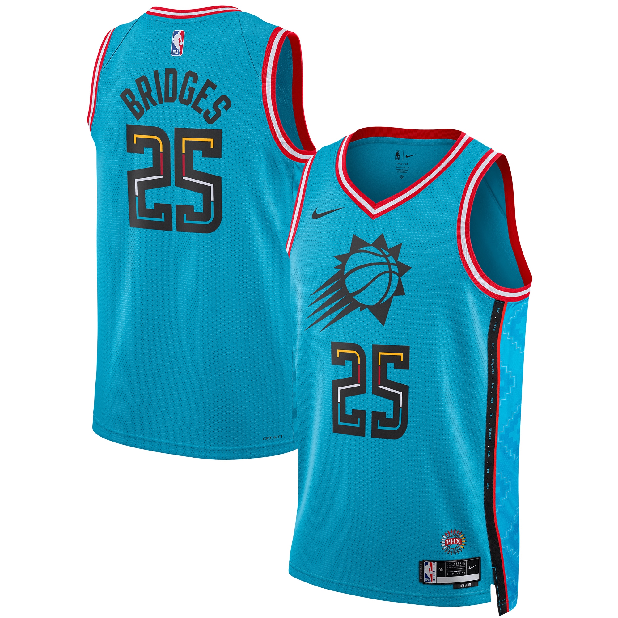 Mikal Bridges Phoenix Suns Unisex 2022/23 Swingman Jersey – City Edition – Turquoise