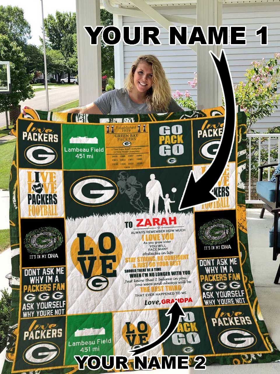 Green Bay Packers – Personalized Name Quilt Blanket