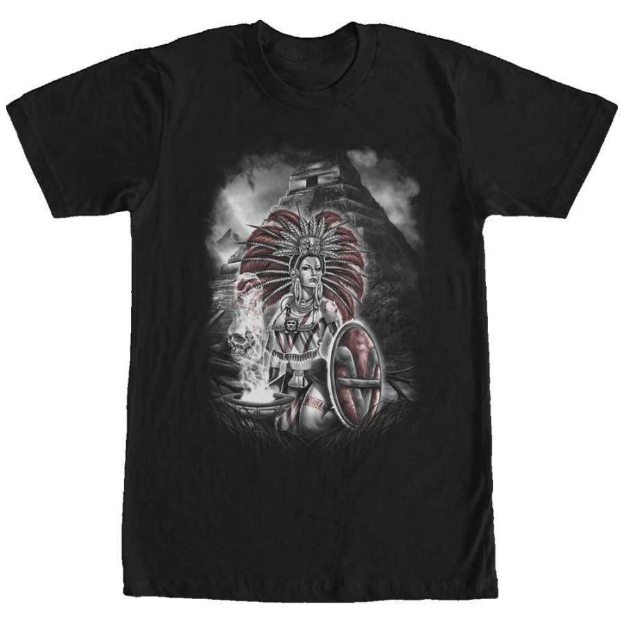 Aztlan Men’s Aztec Pyramid  T Shirt Black