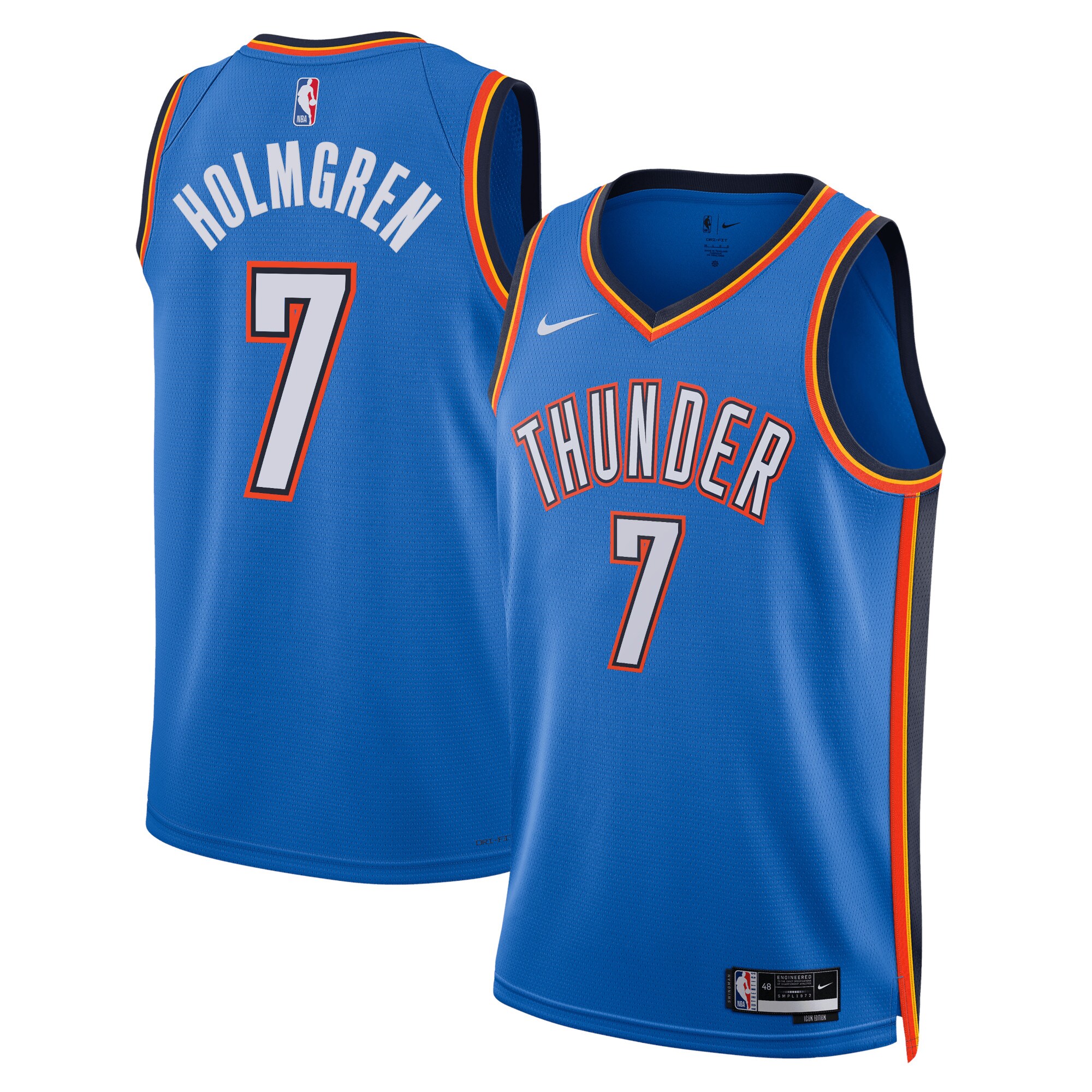 Oklahoma City Thunder Icon Edition Swingman Jersey – Blue – Chet Holmgren – Unisex