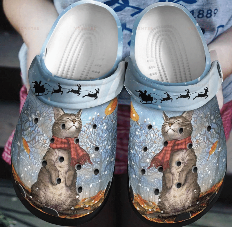 Cat And Winter Gift For Lover Rubber clog Shoes Comfy Footwear