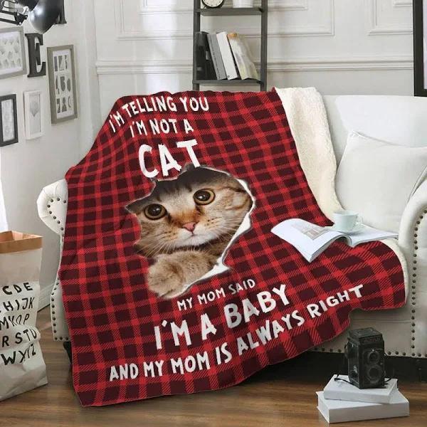 Baby Cat And Mom Is Always Fleece Blanket Home Decor Bedding Couch Sof Fleece Blanket, Blanket Sofa Bed, 3D Blanket