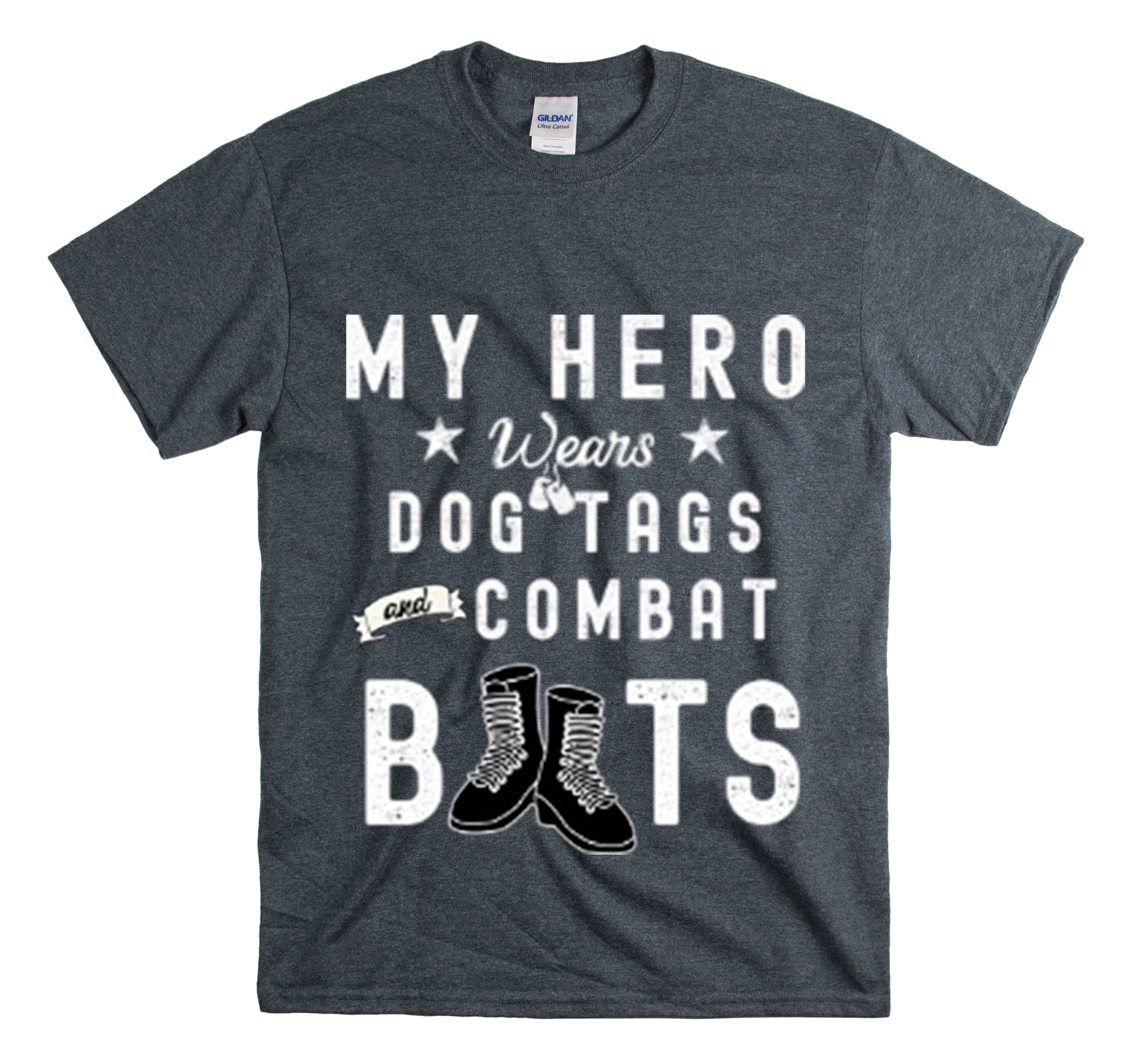 Shirt Funny My Soldier Wears Dog Tag Boots Quote Military Patriotic T-Shirt Unisex Heavy Cotton Tee