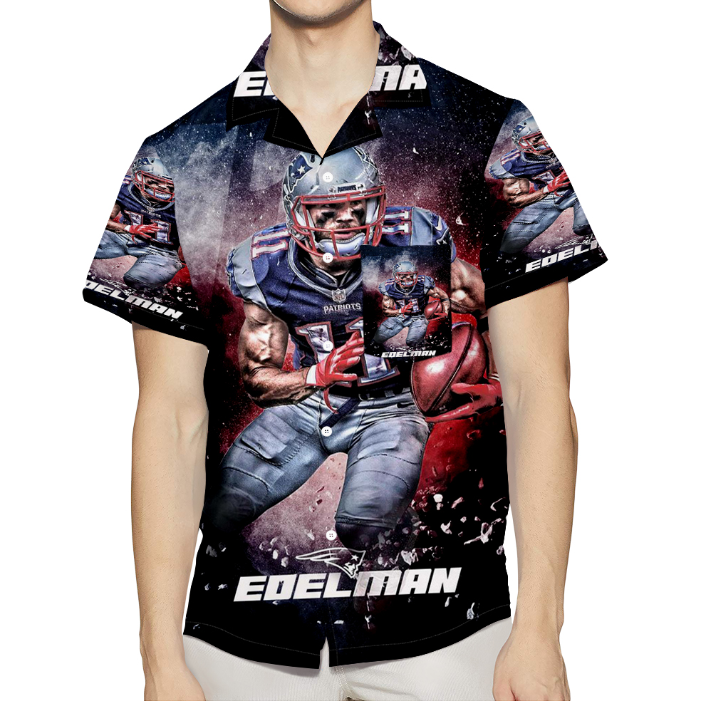 New England Patriots Julian Edelman1 3D All Over Print Summer Beach Hawaiian Shirt With Pocket