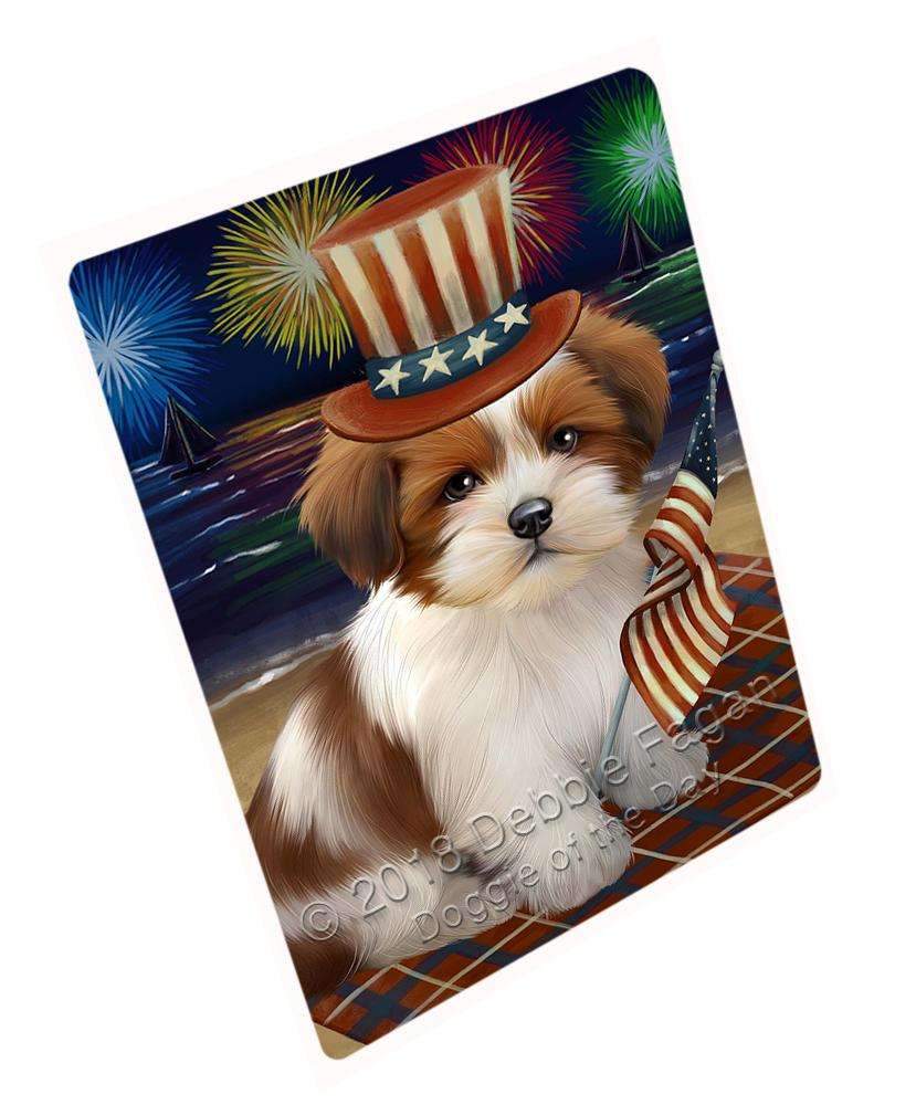 4Th Of July Independence Day Firework Lhasa Apso Dog Blanket Blnkt56010 (37X57 Sherpa)