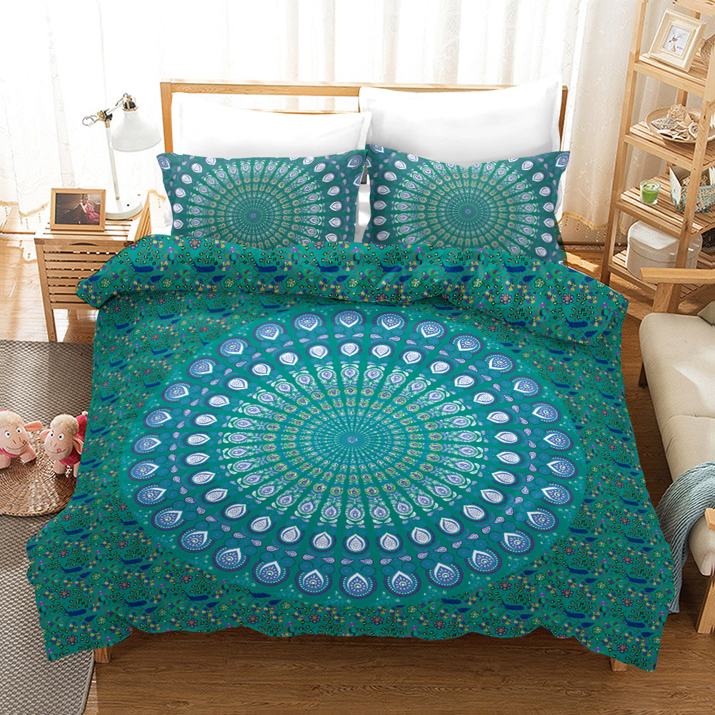 3D Green Bohemian Elephant Quilt Cover Set Bedding Set Pillowcases 104