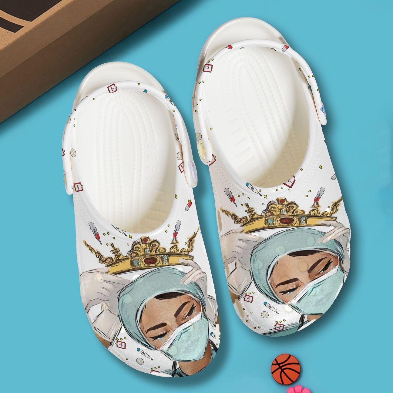 Nurse Personalized Clog, Custom Name, Text, Color, Number Fashion Style For Women, Men, Kid, Print 3D Queen And Crown