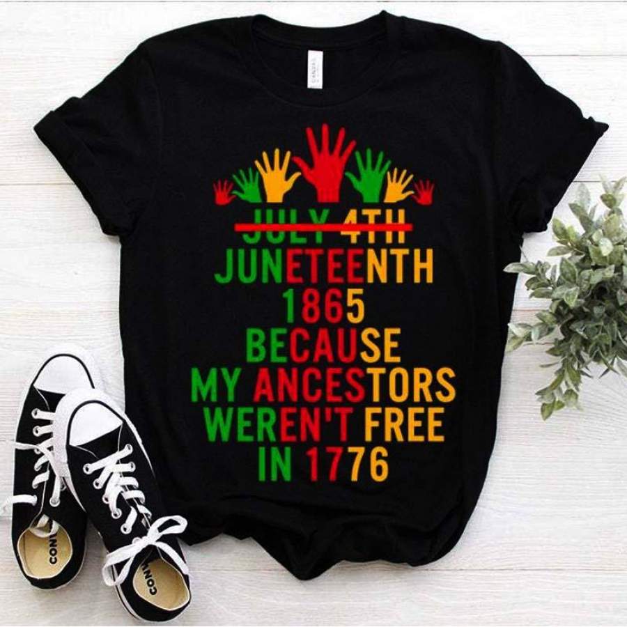 1776 July 4th Black African Hands American Pride Gift Black Lives Matter T-shirt