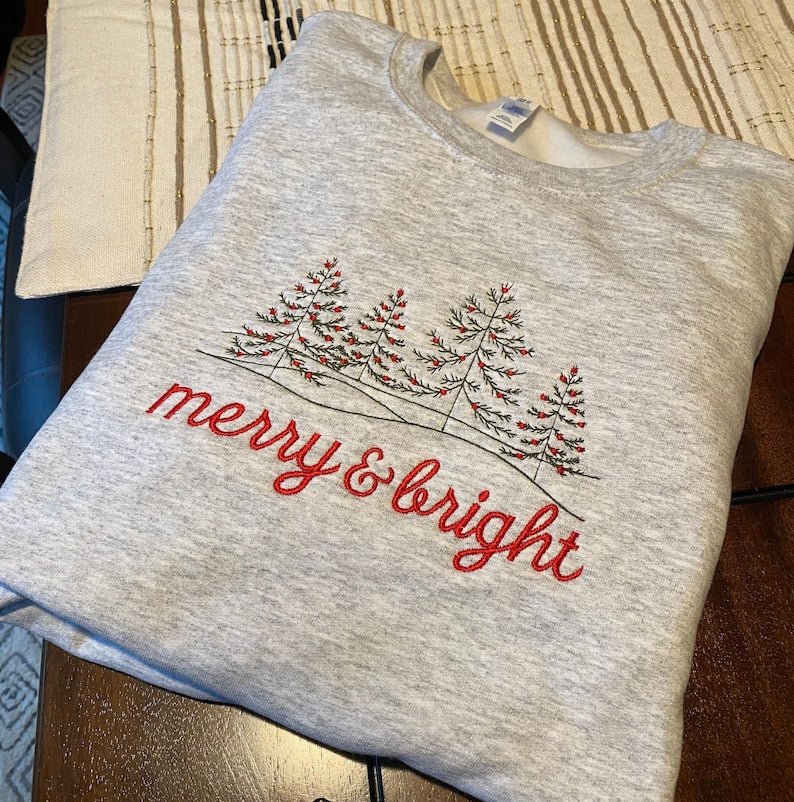 Merry Christmas Embroidered Sweatshirt 2D Crewneck Sweatshirt All Over Print Sweatshirt For Women Sweatshirt For Men Sws4732