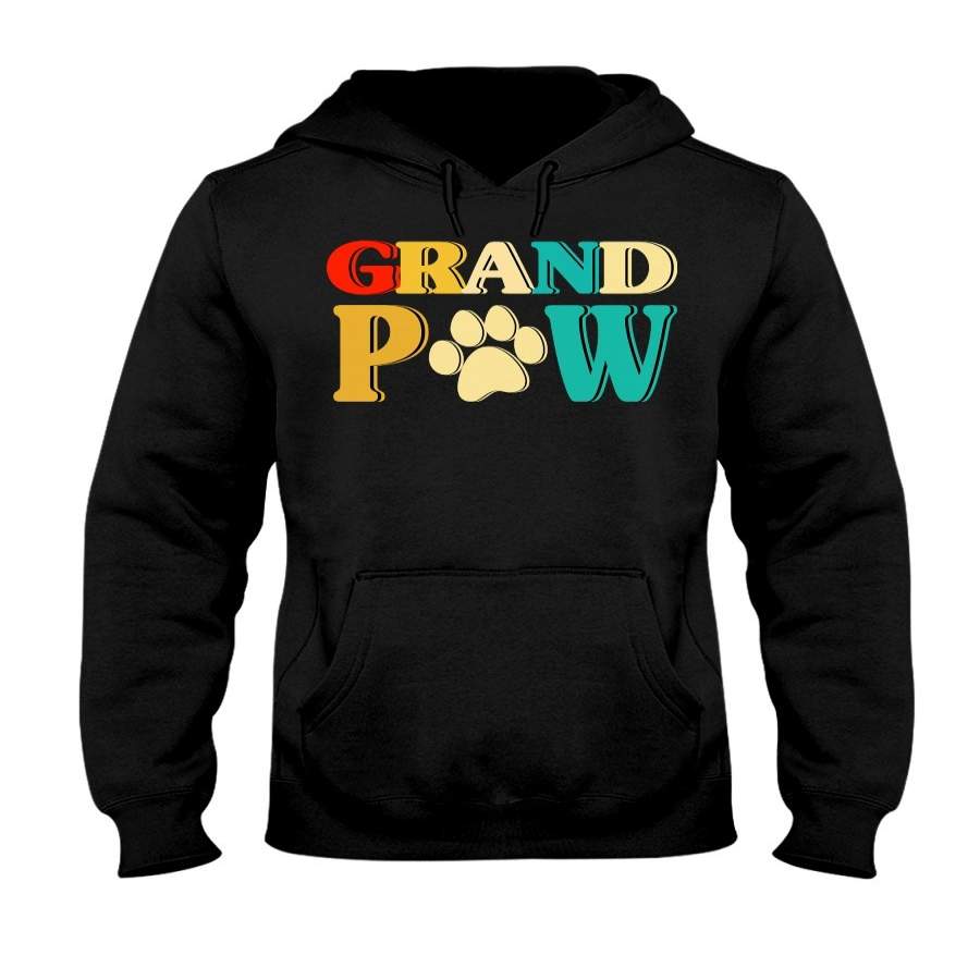 Moncome Vintage Grand-paw Funny Dog t Shirt grandpaw Doggy puppys Lovers Grandpa Gifts (Black FU) Hoodie