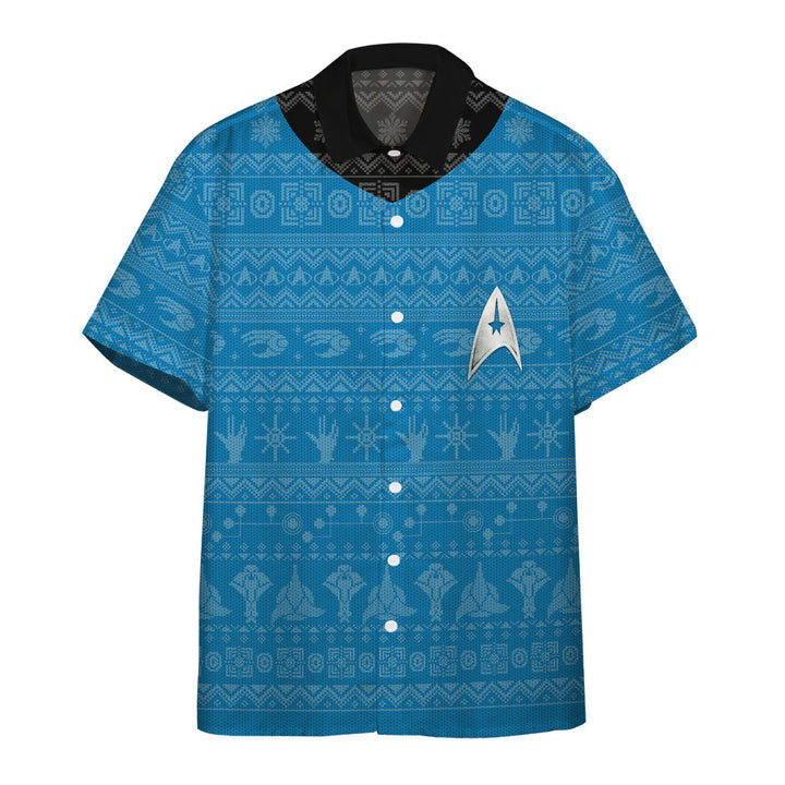 Waybackapparel S.T The Original Series Blue Ugly Christmas 3D Hawaiian Shirt