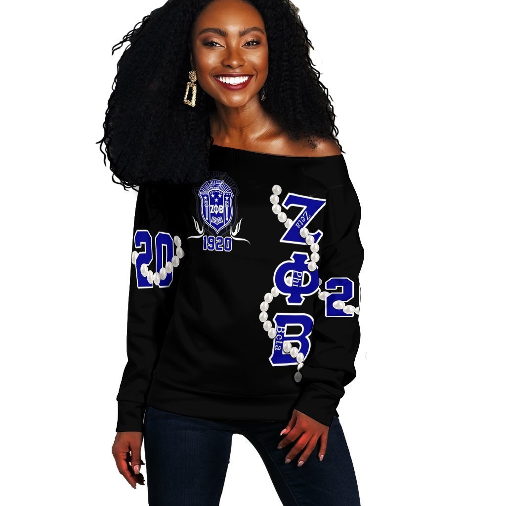 Sorority Sweatshirt – Zeta Phi Beta Pearl Off Shoulder