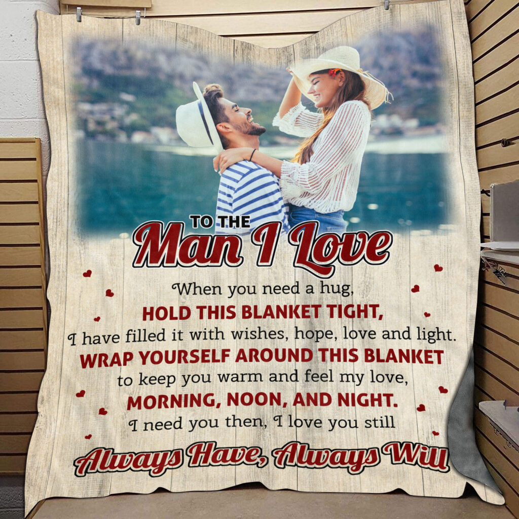 Boyfriend Gift, Christmas Birthday Gift For Boyfriend, Custom Photo Couple To The Man Fleece Blanket