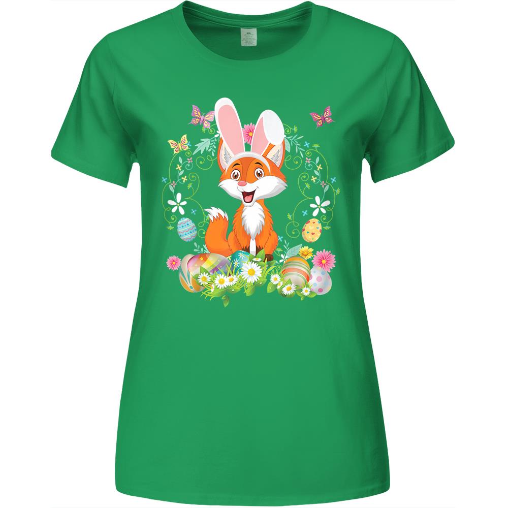 Bunny Fox Happy Easter Day Lover Egg Hunt Lovely Cute Premium Womens Tshirts