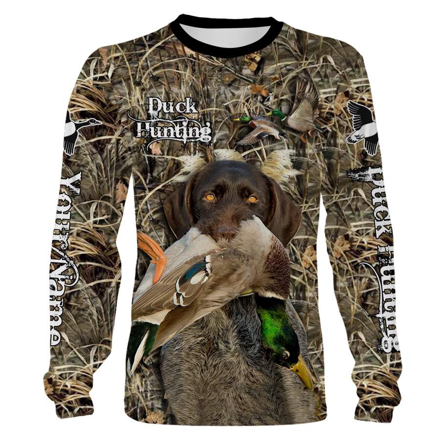 Duck Hunting Labrador Retriever Camo Waterfowl Custom Name 3D All over print shirts – personalized duck hunting apparel gifts for Adult and Kid – NQS745