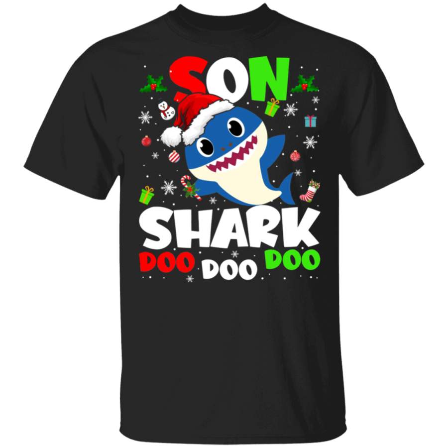 Christmas Shark Lover Shirt Son Shark Doo Doo Doo Funny Christmas Santa Shark Kids Video Baby Matching Family Gifts T-Shirt