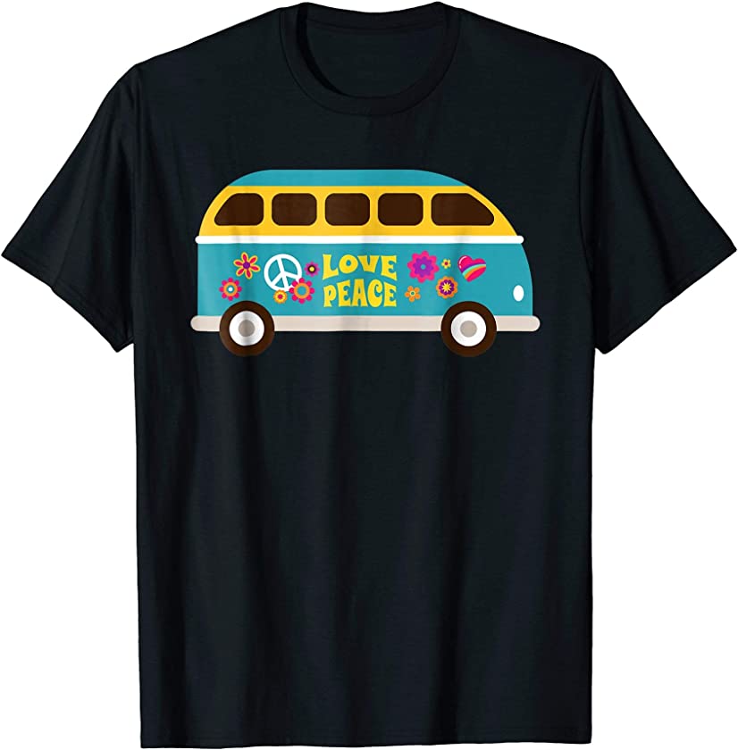 Vintage Retro 60s Hippie Love Peace Van Life T-Shirt & Gift