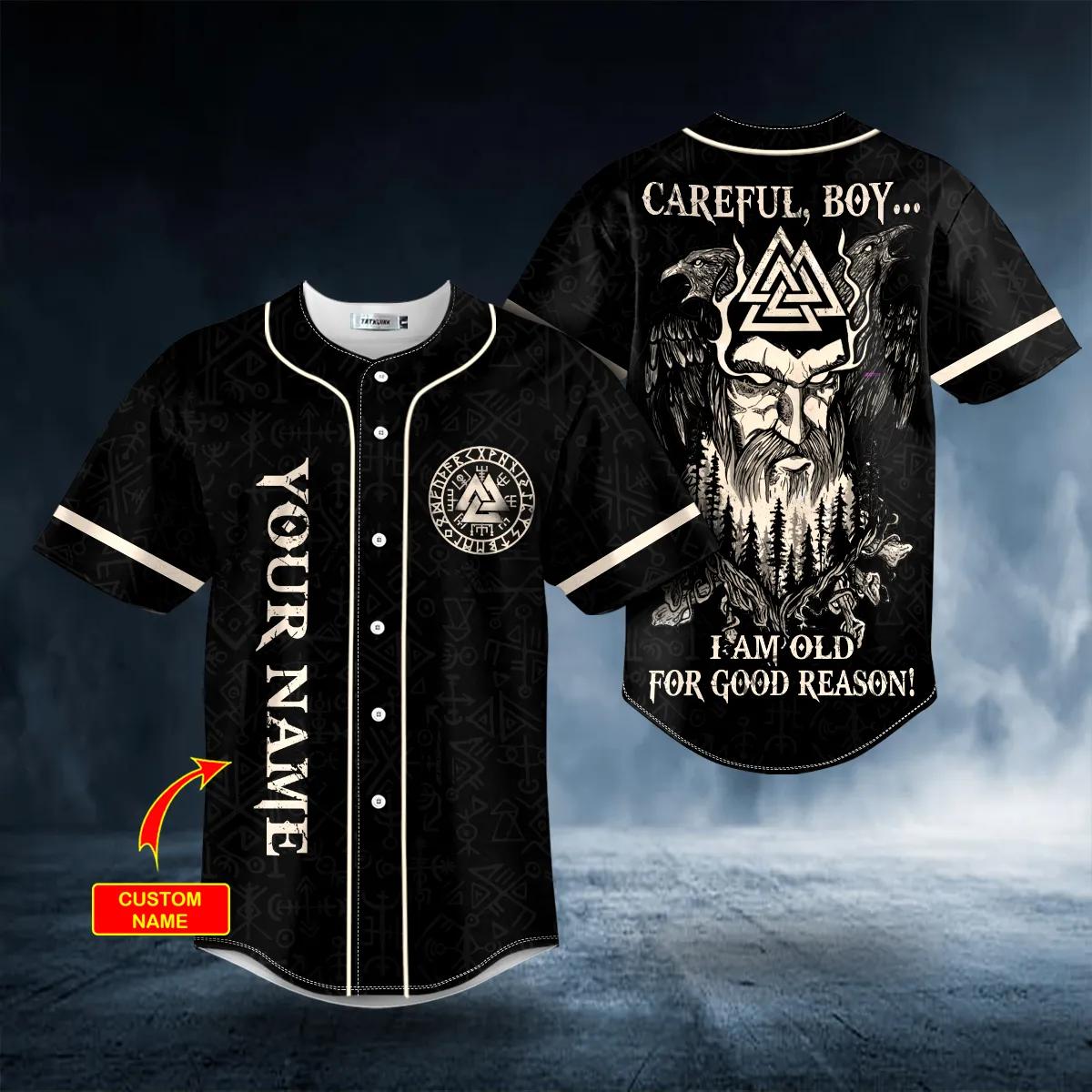 Old For Good Reason Viking Custom Baseball Jersey, Idea Gift For Men Viking