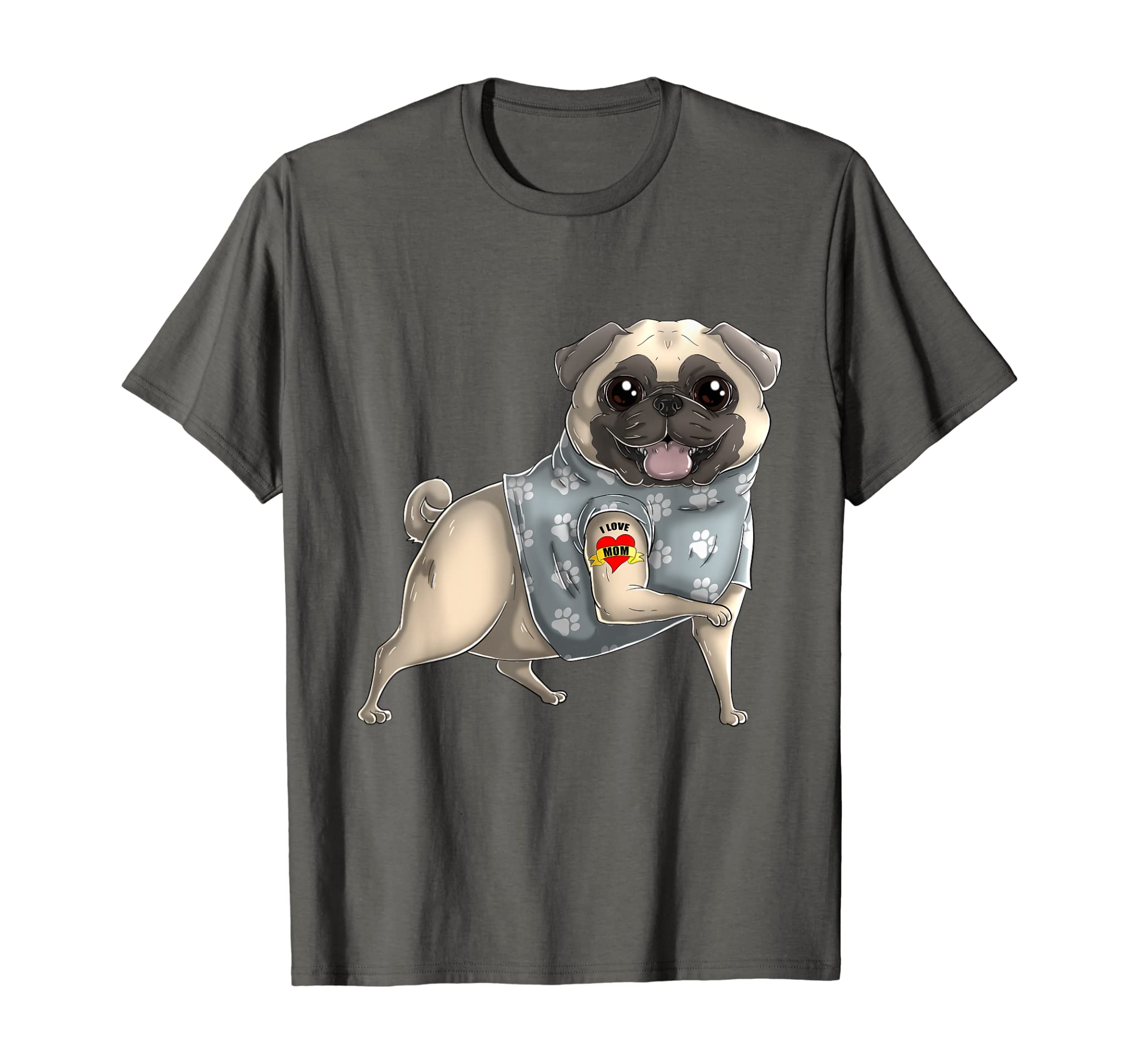 Pug I Love Mom Tattoo Dog Shirt Funny Mother’s Day Gift