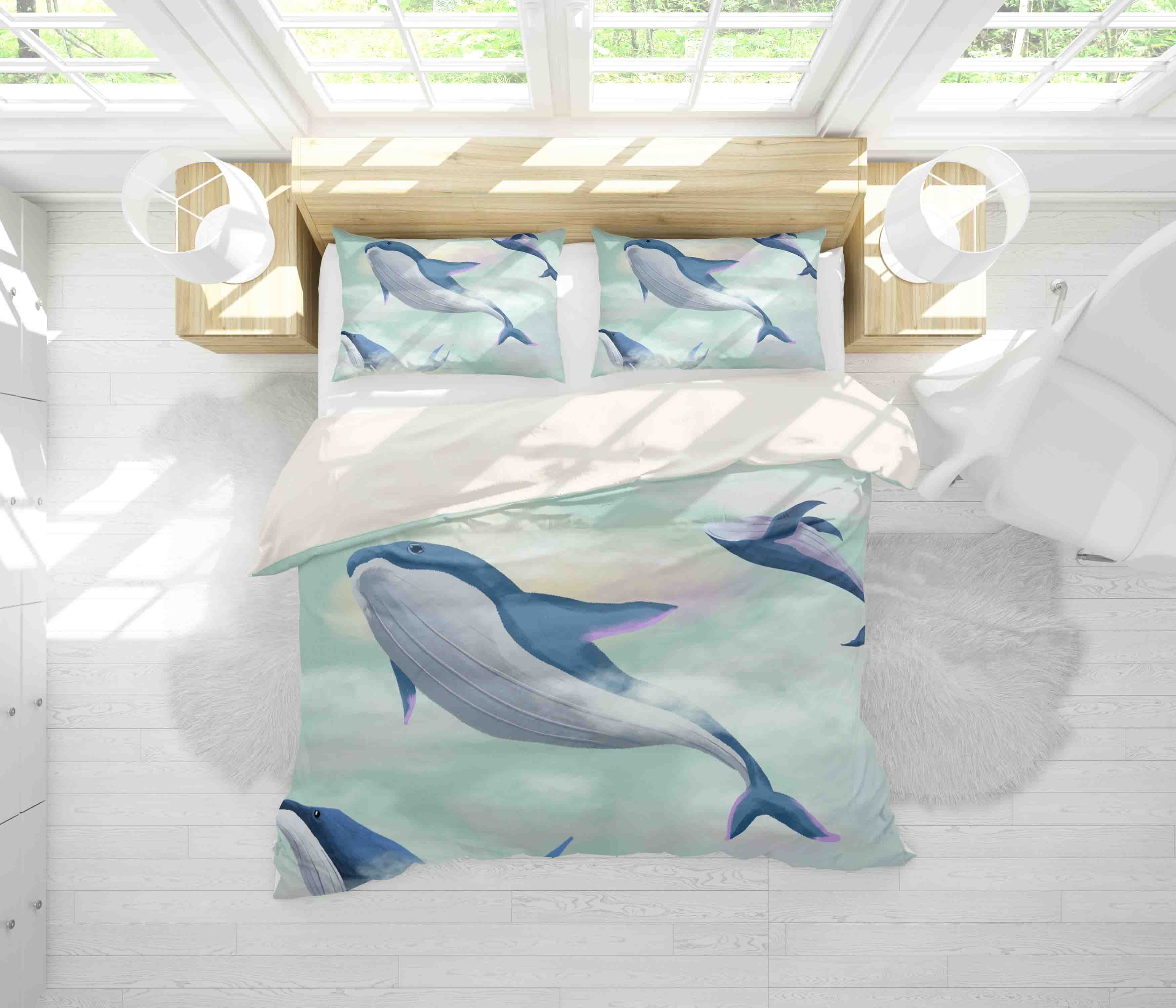 3D Green Whale Quilt Cover Set Bedding Set Pillowcases 20