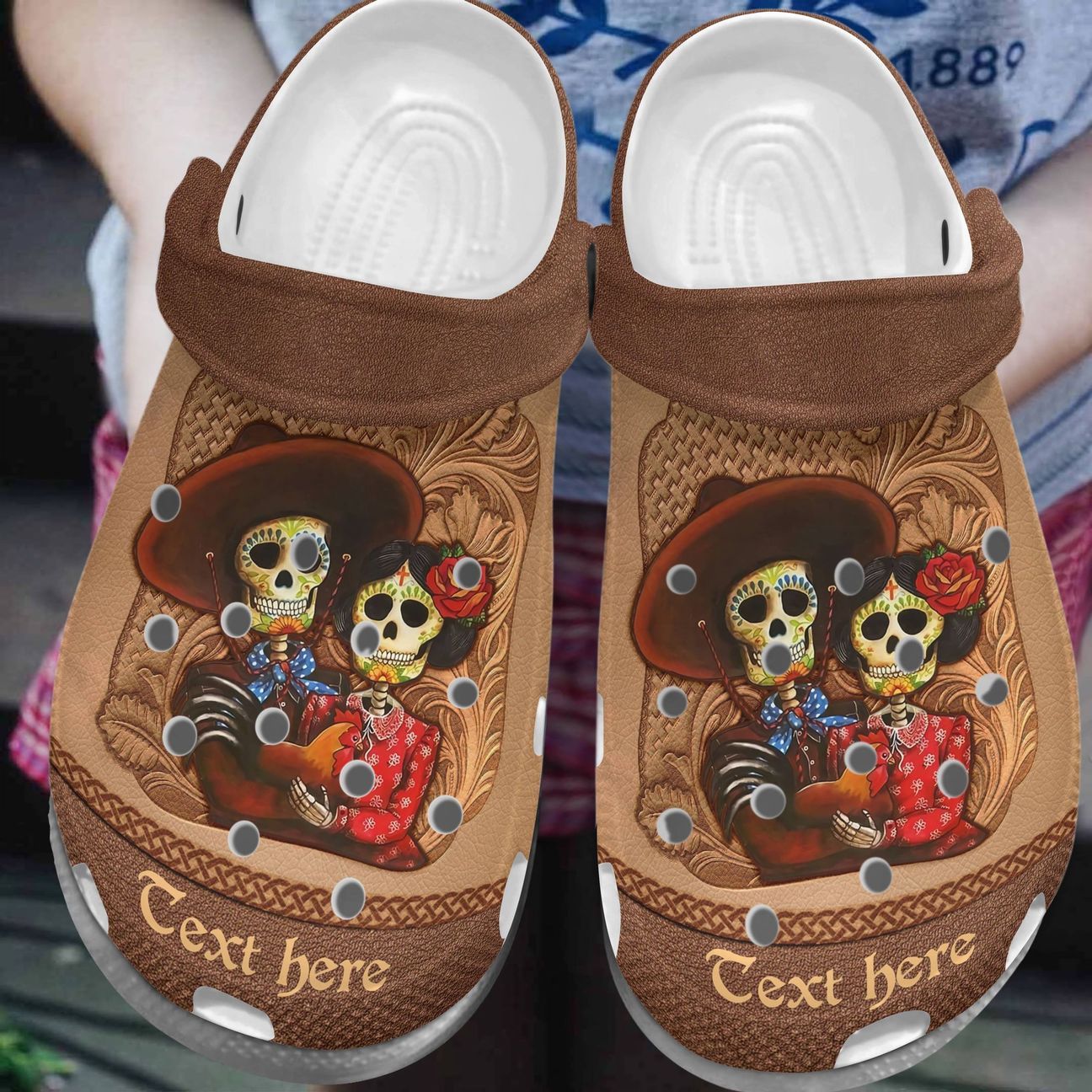 Skull Personalize Clog, Custom Name, Text, Fashion Style For Women, Men, Kid, Print 3D Personalized Happy Couple