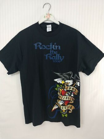 New Rockn The Rally 2006 Sturgis Bike Week Shirt Black Eagle Fashion Shirt