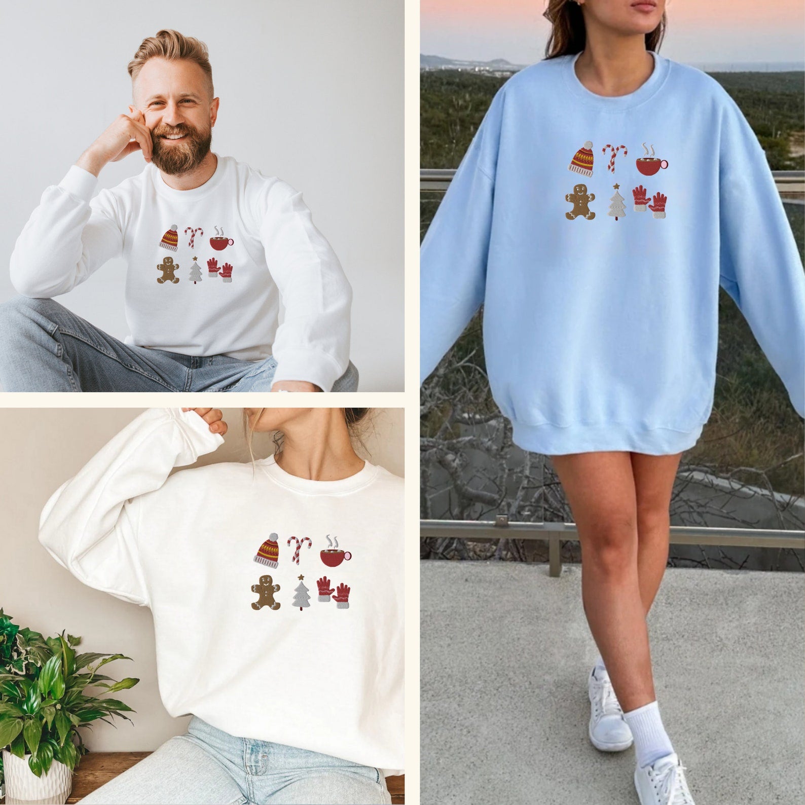 Winter Embroidered Halloween Sweatshirt 2D Crewneck Sweatshirt All Over Print Sweatshirt For Women Sweatshirt For Men Sws3513