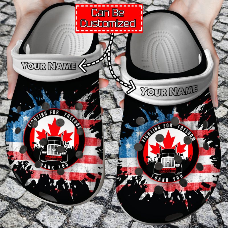 Freedom – Personalized Fighting For Freedom Convoy 2022 Clog Shoes For Men And Women