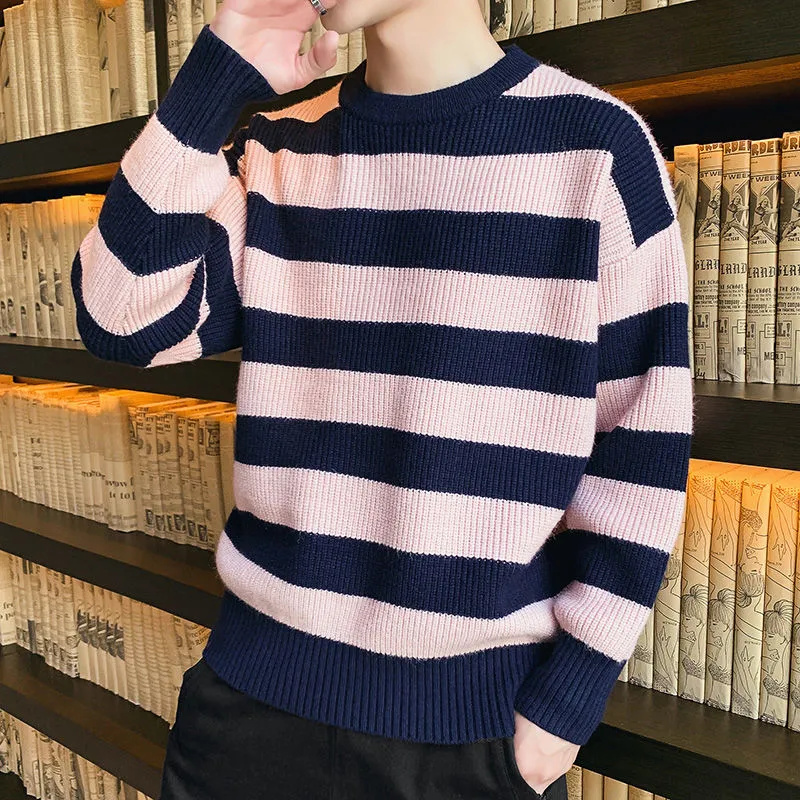 Unisex Striped Sweaters Autumn Men’s Pullovers Harajuku Streetwear Tate Landon Sweater Green Striped Sweater alx