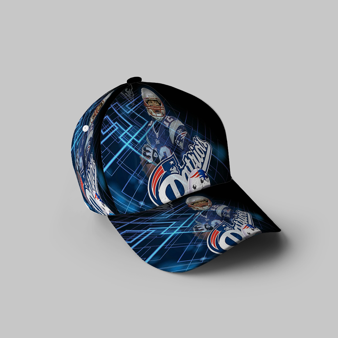 New England Patriots Tom Brady Blue Light 3D Printing Baseball Cap Classic Hat