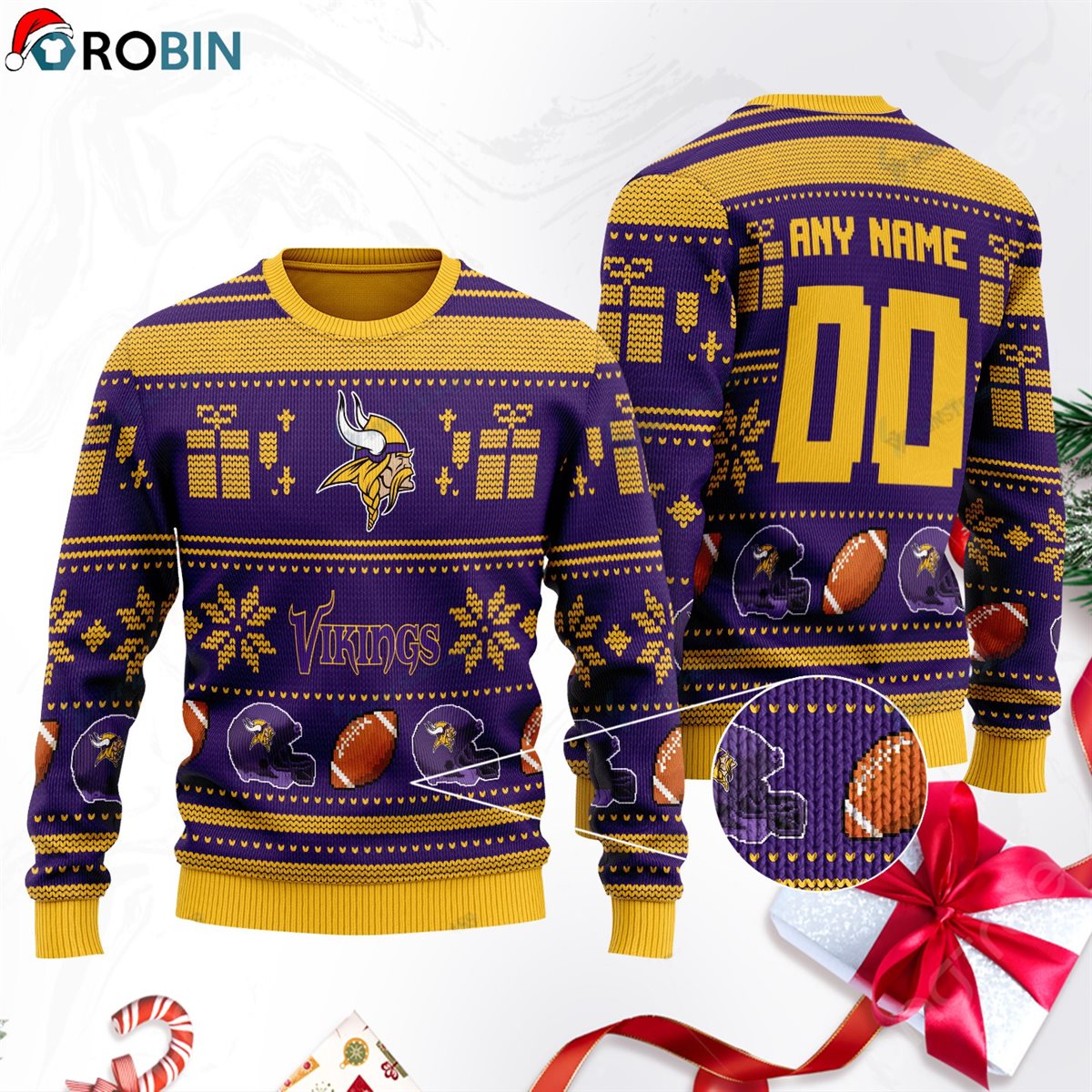 Minnesota Vikings Football Gift For Fan Ugly Wool Sweater Christmas Sweatshirt Swt159